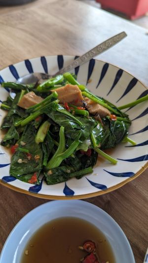 Kale and vegan fish at Green Dining in Hua Hin