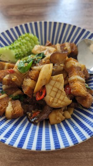Vegan pork and mushroom at Green Dining in Hua Hin