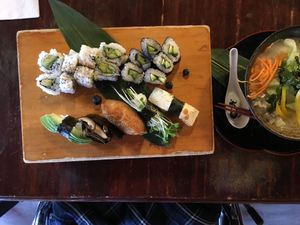 vegan sushi combo at Hitoe Sushi in Vancouver