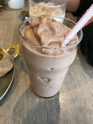 Vegan chocolate milkshake at Remedy Cafe - South Side in Edmonton