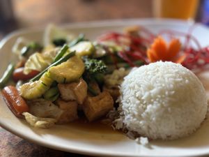 Vegetable stir fried with tofu   at Thai Bella in Moab