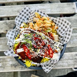 Korean Fritters with Ricee  at Stockport Produce Hall in Manchester