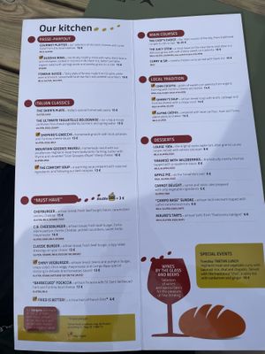 Menu  at Rifugio Campo Base in Ayas