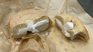 Vegan cream cheese galore  at Pete's Bagels in St Petersburg