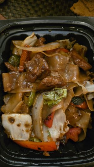 Drunken noodles with seitan at Mana Thai Comfort Food in Longmont