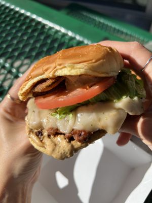 Baja burger no guac/add bacon  at PLNT Burger in Boston