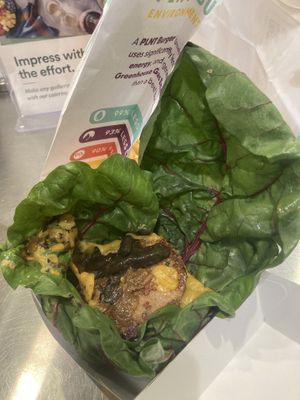 Unwrapped Double chz burger w added mushroom bac’n  roasted jalapeño and sub Swiss chard wrap  at PLNT Burger in Boston