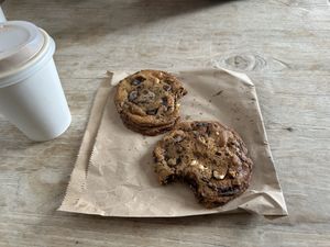 Dark chocolate and hazelnut cookies  at Beaten by a Whisker in London