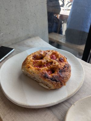 Tomato focaccia at Beaten by a Whisker in London