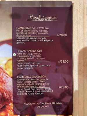 Menú  at UKAW Chocolate in Miraflores