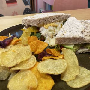 Gluten-free veggie sandwich. Amazing filling but too much bread for me  at Pali Pali Alameda in Mexico City