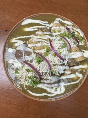 Green enchiladas  at Pali Pali Alameda in Mexico City