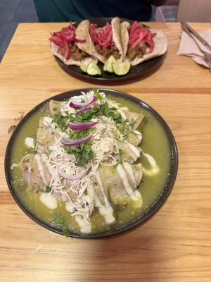 Enchiladas verdes & Tacos de cochinita  at Pali Pali Alameda in Mexico City