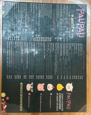 Desert Menu  at Pali Pali Alameda in Mexico City