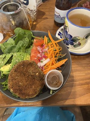 Vegan breakfast sandwich is delicious made on site with fresh lentils soft and perfect . I’m gluten free so I skipped on the bread and it was served on delicious salad.   at CFS Coffee - Lake Nona in Orlando