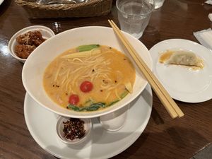 Tantan Noodles with soy chicken  at T's Restaurant in Tokyo