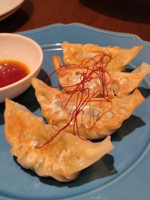 Small order gyoza at T's Restaurant in Tokyo