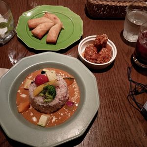 Top-notch asian flavors, world class and vegan. at T's Restaurant in Tokyo