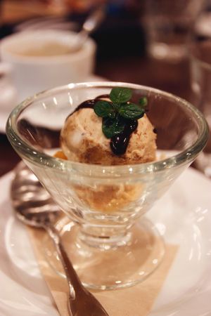 Vegan banana caramel ice-cream at T's Restaurant in Tokyo