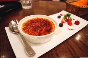 Vegan creme brulee at T's Restaurant in Tokyo