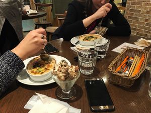 Lasagna for friends at T's Restaurant in Tokyo