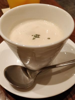 Vegan "clam" chowder at T's Restaurant in Tokyo
