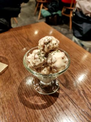 Fried chick'un in vegan mayo sauce. This one is a must-try in this restaurant! at T's Restaurant in Tokyo