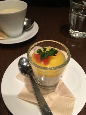 Daily appetizer - cauliflower mousse at T's Restaurant in Tokyo
