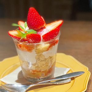 Plenty Strawberry parfait.
One of the most popular seasonal parfait in our restaurant. at T's Restaurant in Tokyo