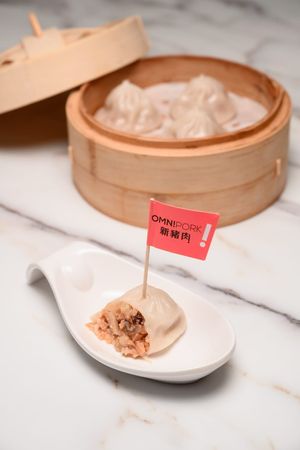 Vegan OmniPork Soup Dumpling (Xiao Long Bao) at Ging Sun Ho King of Bun - 堅信號上海生煎皇 in Kowloon