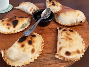 All the different empanadas   at Coral Vegan Pizza in Playa Del Carmen