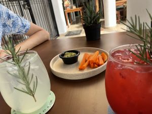 A little snack from the kitchen   at Coral Vegan Pizza in Playa Del Carmen