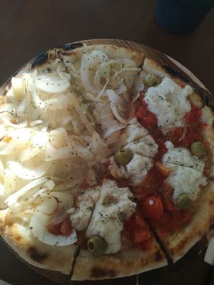 Olas Blanca and Mar at Coral Vegan Pizza in Playa Del Carmen