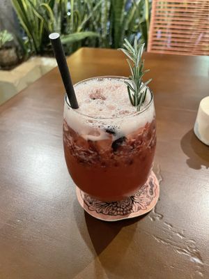 Sea foam cocktail  at Coral Vegan Pizza in Playa Del Carmen
