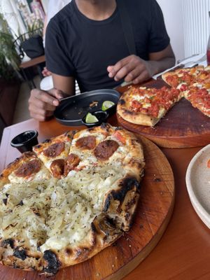 pepperoni de mar & olas blancas   at Coral Vegan Pizza in Playa Del Carmen