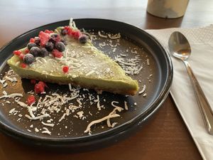 Lime avocado pie  at Coral Vegan Pizza in Playa Del Carmen