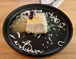 Coconut mousse  at Coral Vegan Pizza in Playa Del Carmen