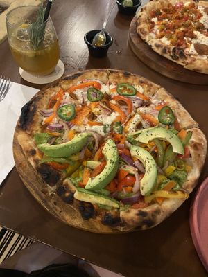 Half green reef, half la mexa   at Coral Vegan Pizza in Playa Del Carmen