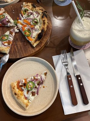 Our favorite of the night, La Meca  at Coral Vegan Pizza in Playa Del Carmen