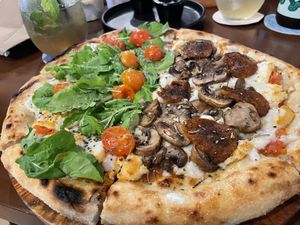 Tulum and Fresh Paradise pizza  at Coral Vegan Pizza in Playa Del Carmen