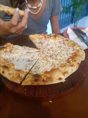 Kids pizza (no toppings) at Coral Vegan Pizza in Playa Del Carmen