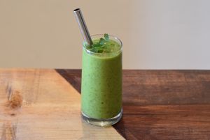 Smoothie verde at Viriditas Cocina Vegana in Oaxaca