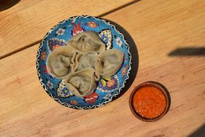 Pelimeni con salsa jitomate at Viriditas Cocina Vegana in Oaxaca