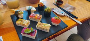 The incredible vegan Sushi platter! at Viriditas Cocina Vegana in Oaxaca