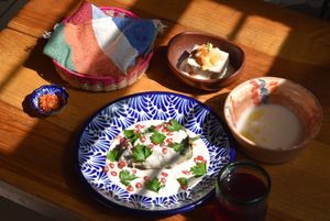 Chile en negada combo at Viriditas Cocina Vegana in Oaxaca