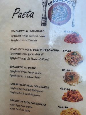 Two pastas in the top are vegan at Snack Bar Castello in Venice