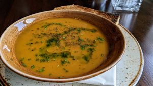 Butternut squash soup at The Spread Eagle in Blackburn