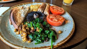 Vegan breakfast at The Spread Eagle in Blackburn