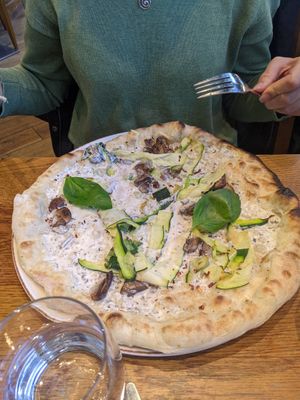 Truffle pizza with mushroom and courgette at Piccolino in Sheffield