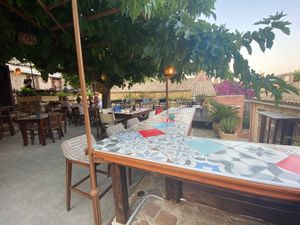 Dining outside at La Tabernita Mexicana in Corfu